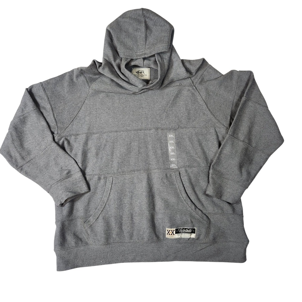 Ecko Unltd Hoodie Men XXL‎ Gray New Raglan Sleeve Streetwear Anniversary Patch